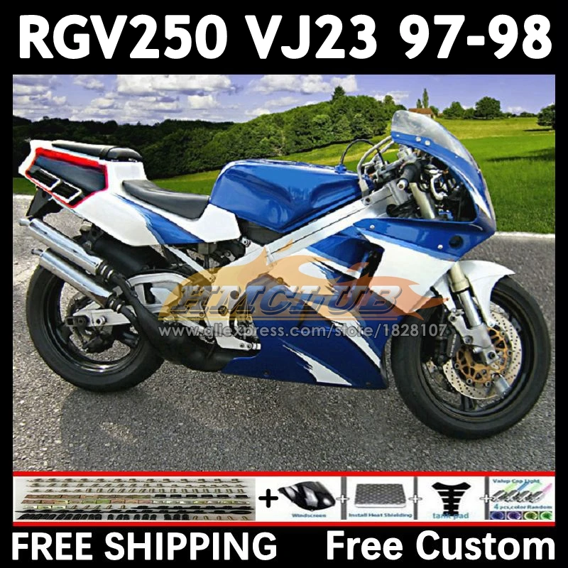 Body Kit For SUZUKI RGV250 SAPC VJ23 97 98 20No.98 blue factory RGVT250 VJ 23 RGV-250 RGVT RGV 250 CC 1997 1998 Full Fairing Set