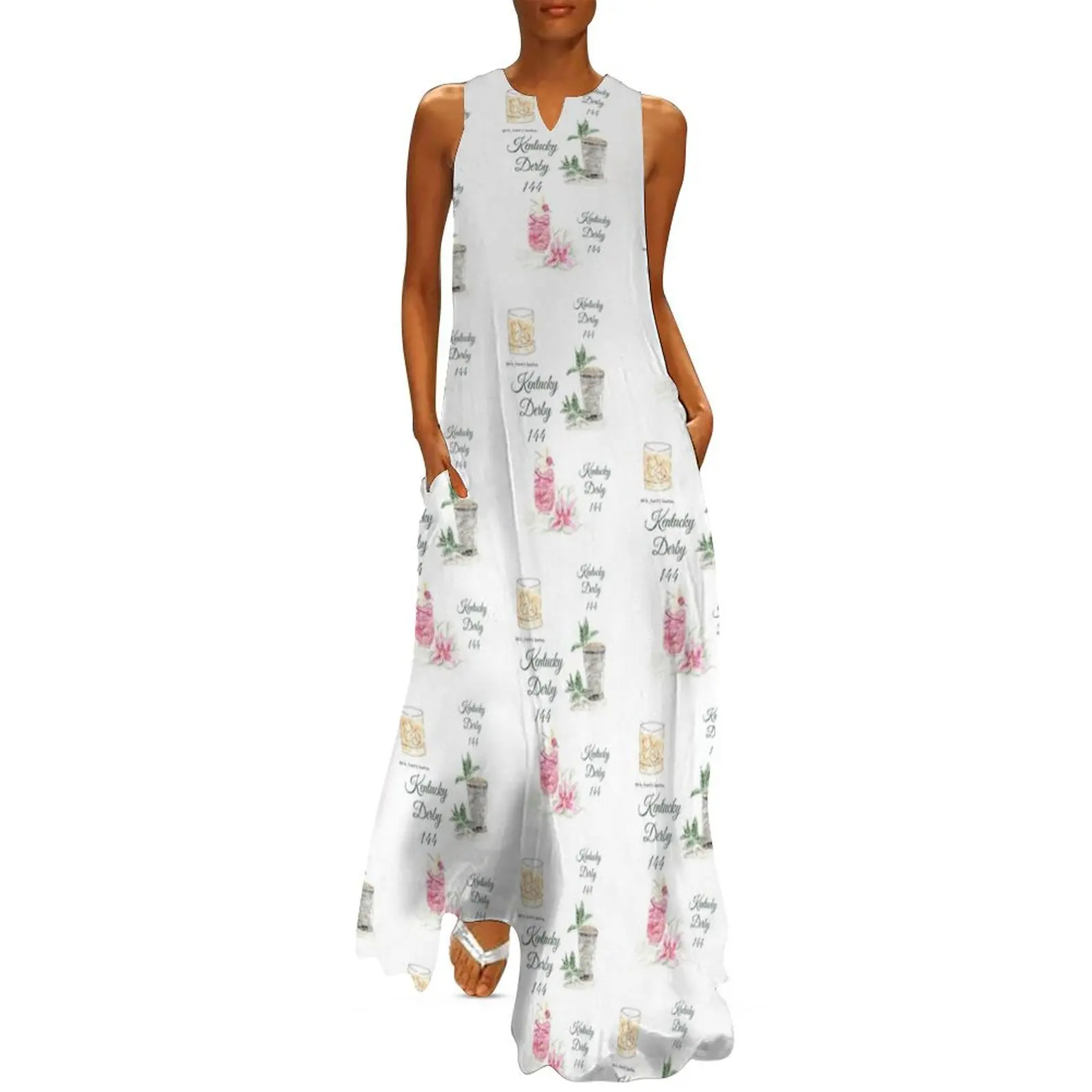 Kentucky Derby 144, Cocktail, Watercolor, Horse race, KYDERBY Long Dress long sleeve dresses luxury dress Dress