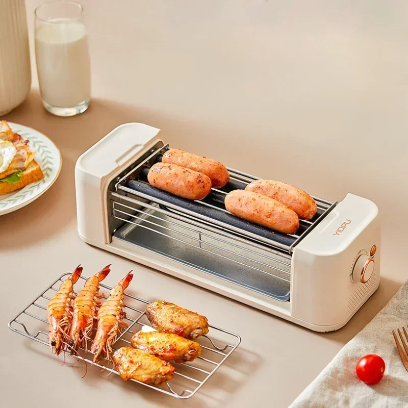 Nueva máquina para asar salchichas, mini máquina automática para perros calientes y salchichas a la parrilla para el hogar, multifuncional para dormitorio