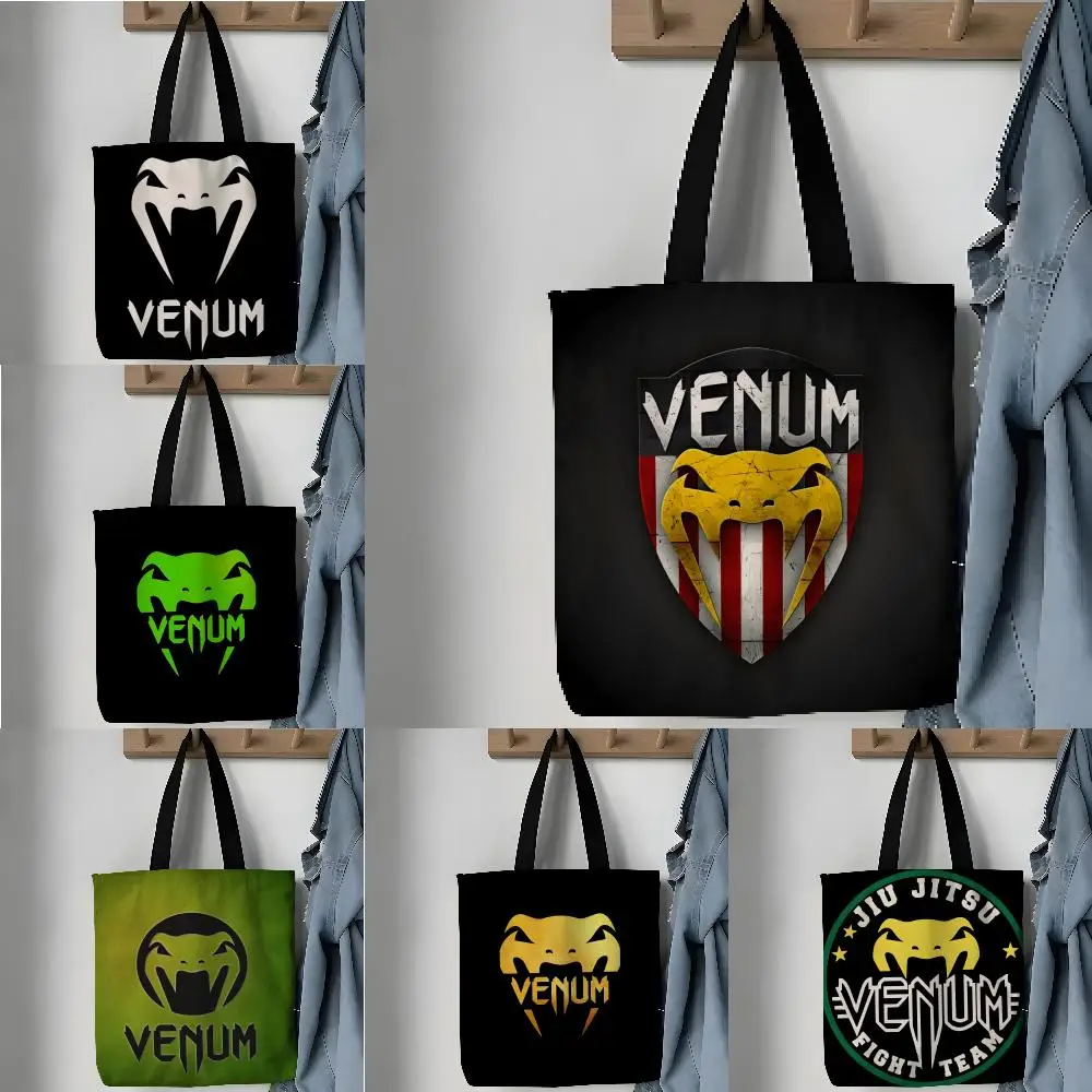 Bolsas de armazenamento com padrão, bolsa tote estética de lona, bolsa de ombro leve, sacola de compras, esportes de luta Venum-V