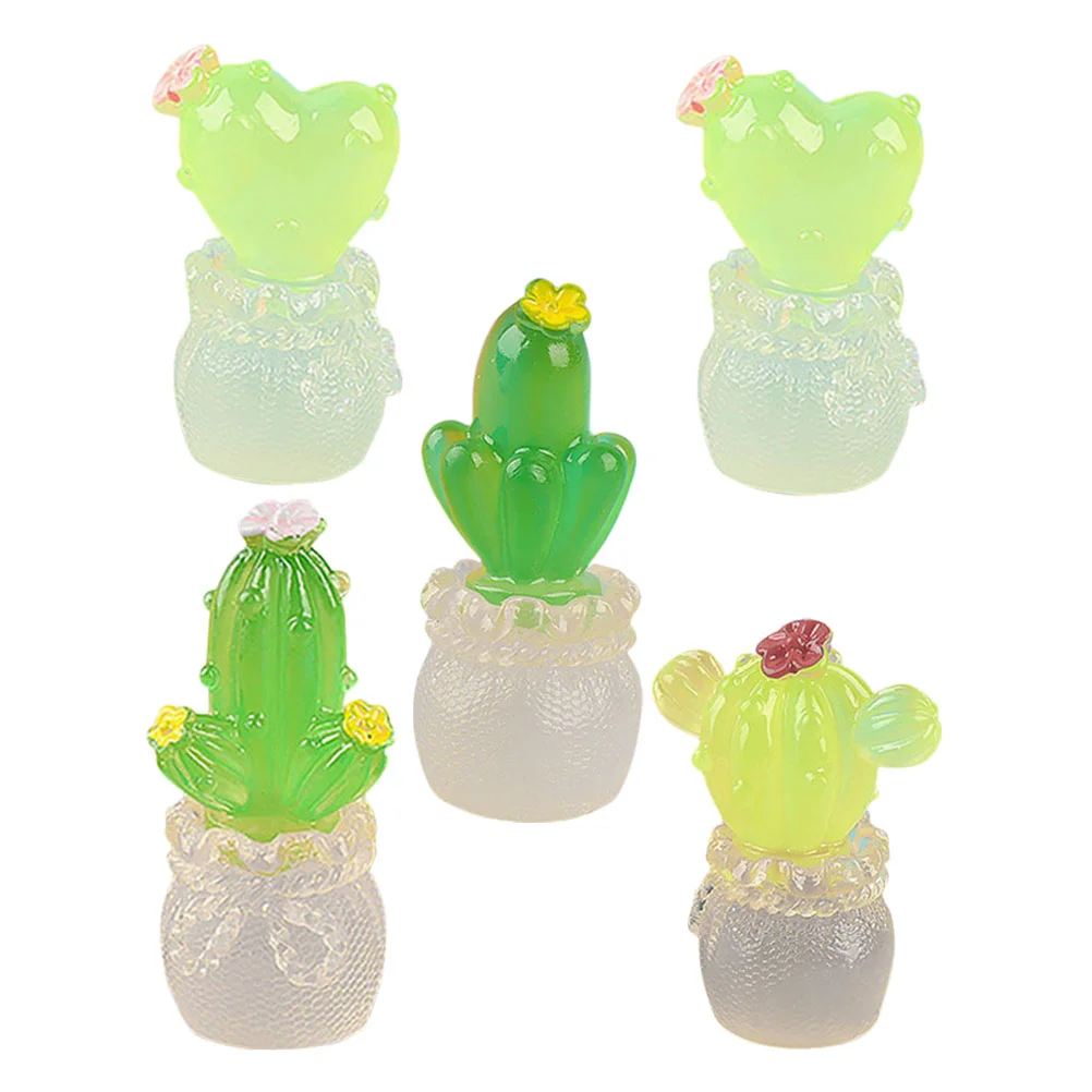 

5 Pcs Artificial Cactus Mini Plant Ornament House Decor Miniature Desktop Resin Garden Office Micro Landscaping