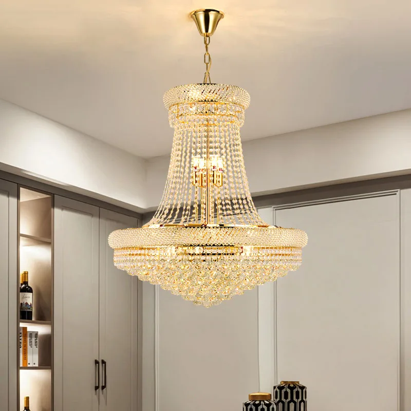 

Large Foyer Crystal Ceiling Chandelier Living Room Luxury Home Decor Lustre Staircase Ceiling Light Hanging Lamp Home Appliance