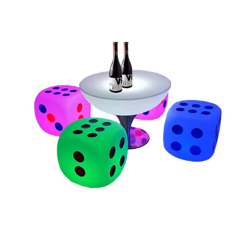 

Creative Light Emitting Diode RGB Bar Chair Dice Shape Outdoor Beach Battery Power Supply