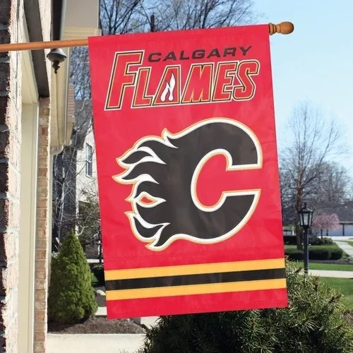 Calgary Flames Banner Flag Embroidered Premium 2-sided 28x44 Outdoor Football uua