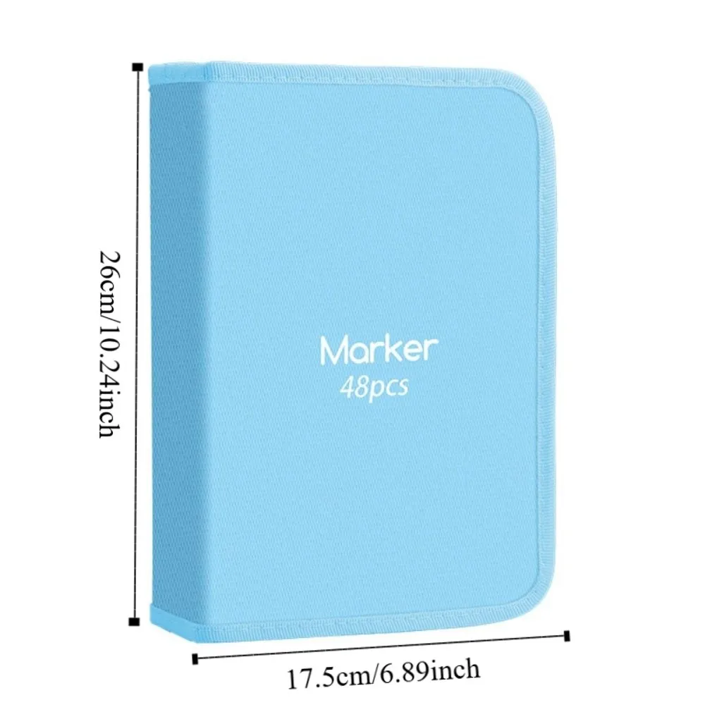 Tas Penyimpanan Pena Seni Kapasitas Besar Tas Pensil Kantong Pena Penanda Ritsleting Lipat Organizer Pena Penanda untuk 24/36/48/60 Buah