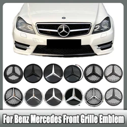 For Mercedes Benz Matte Black border and Chrome silver border decoration W204 W245 X204 Class Car Front Grille Star Emblem Logo