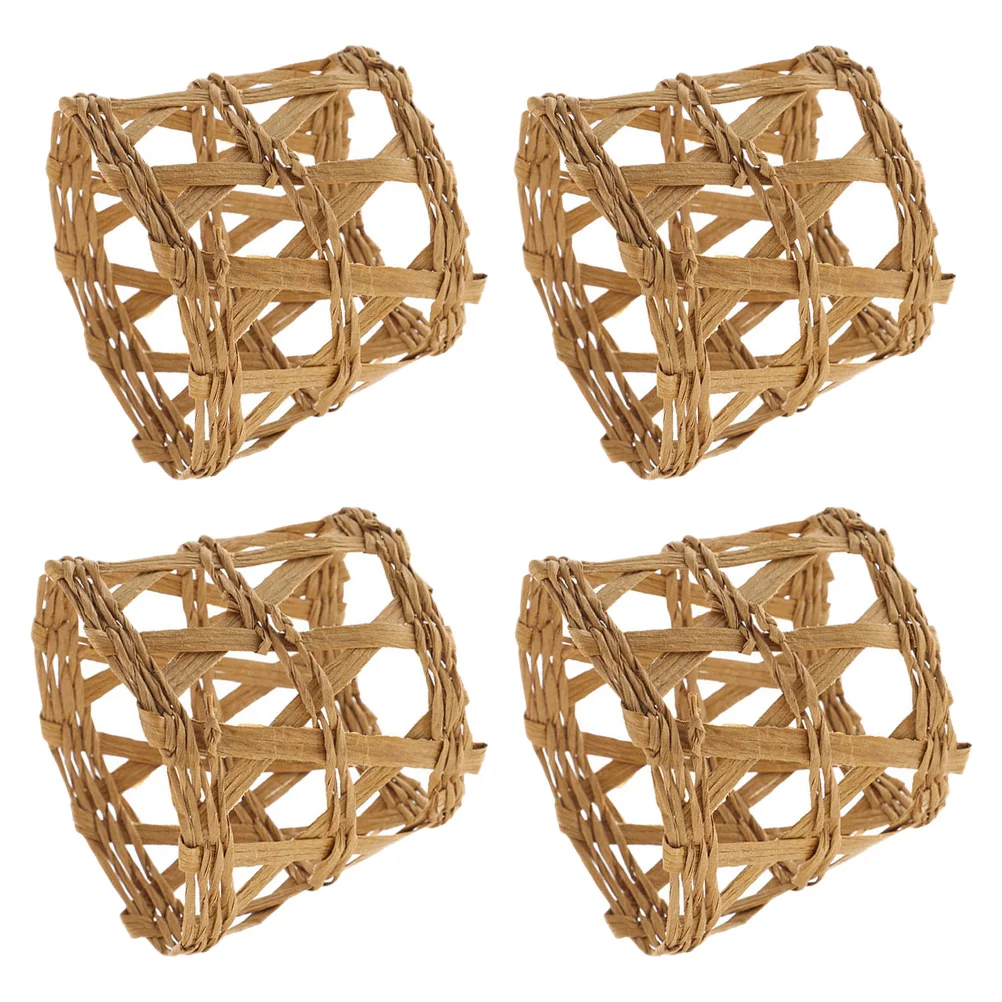 

4Pcs Straw Woven Cup Sleeves Natural Style Heat Insulation Glass Bottle Sleeve Protective Drinking Cup Cover Woven Vase Holder