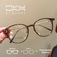 Gafas de miopía de semititanio con montura ovalada ligera OKH para hombres y mujeres, gafas graduadas personalizadas para leer