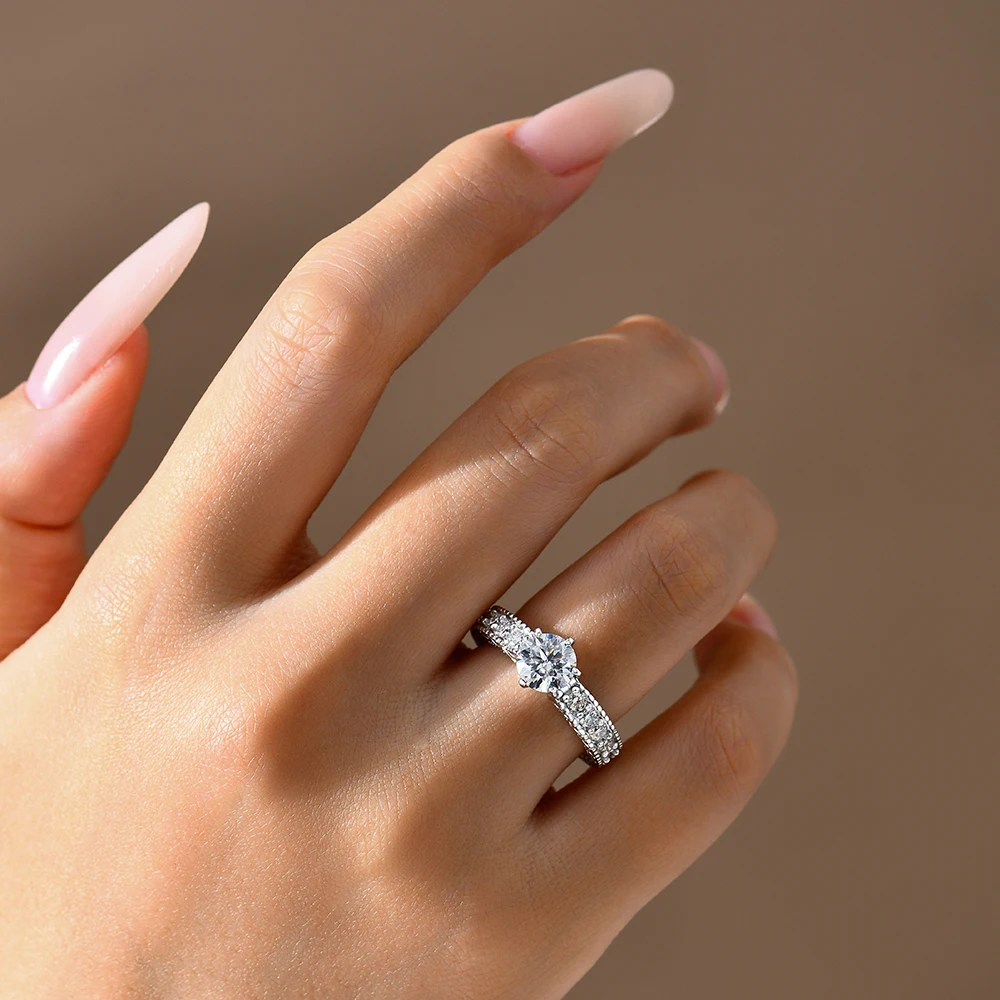 MINTYBOX 1.5ct S925 مويسانيتي خواتم الخطبة للنساء 7.0 مللي متر مختبر خاتم الماس 18K مطلية بالذهب فاخر غرامة مجوهرات هدية لها