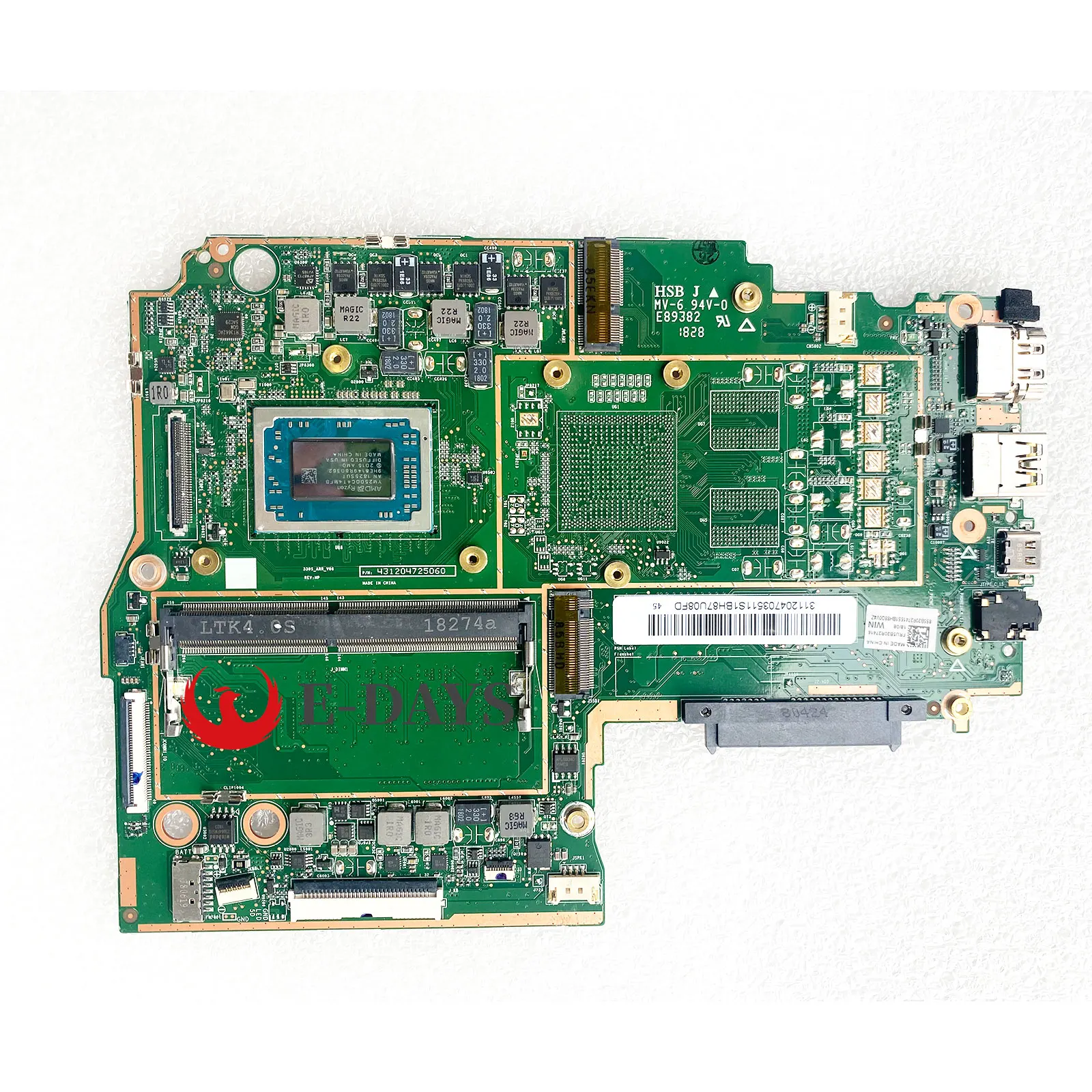 5B20R27415 5B20R27416 5B20R27410 MainBoard FOR Lenovo Ideapad 330S-15ARR Laptop Motherboard with R3 / R5 / R7 CPU 4G-RAM 100% OK