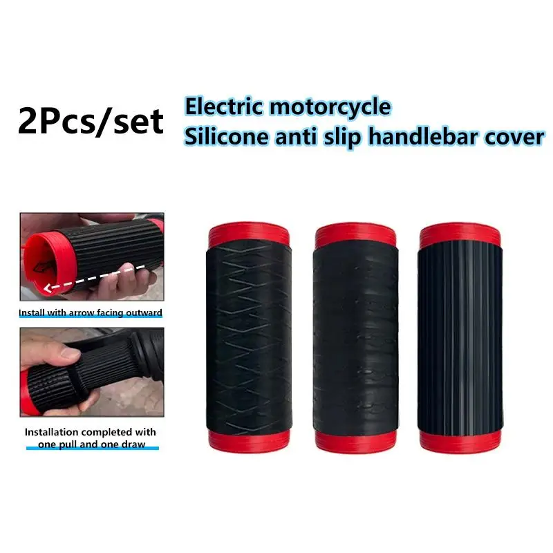 2Pcs Motorcycle Handlebar Cover Silicone Material Self Shrinking Non Slip Brake Sleeve for Long Distance Riding