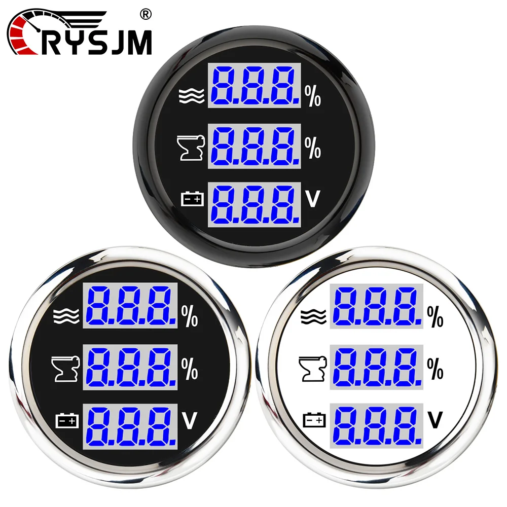 

BIG Font 3 в 1 Автомобильный цифровой уровень воды Измеритель уровня сточных вод Вольтметр Лодка 0-190 Ом Автомобильный датчик с сигнализацией для автомобиля Яхта