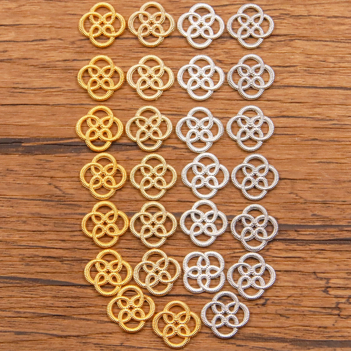 60PCS 12X12mm 4Color Wholesale Metal Alloy Two-sided Hollow Geometry Connector Pendant For Jewelry Making DIY Handmade Craft