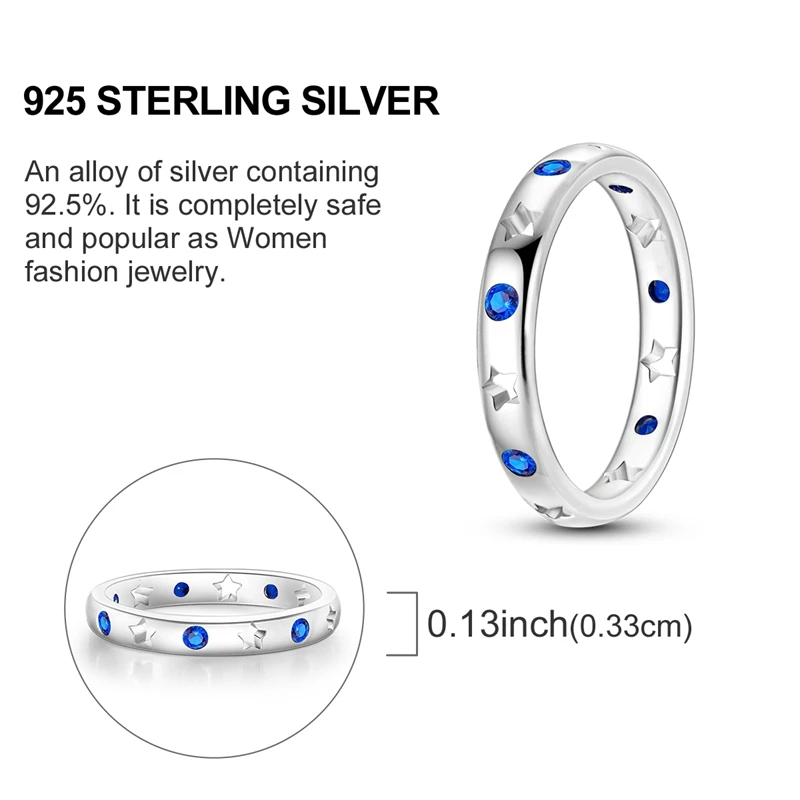 Women's 925 Silver Sun Moon Stars Ring, Sparkling Design