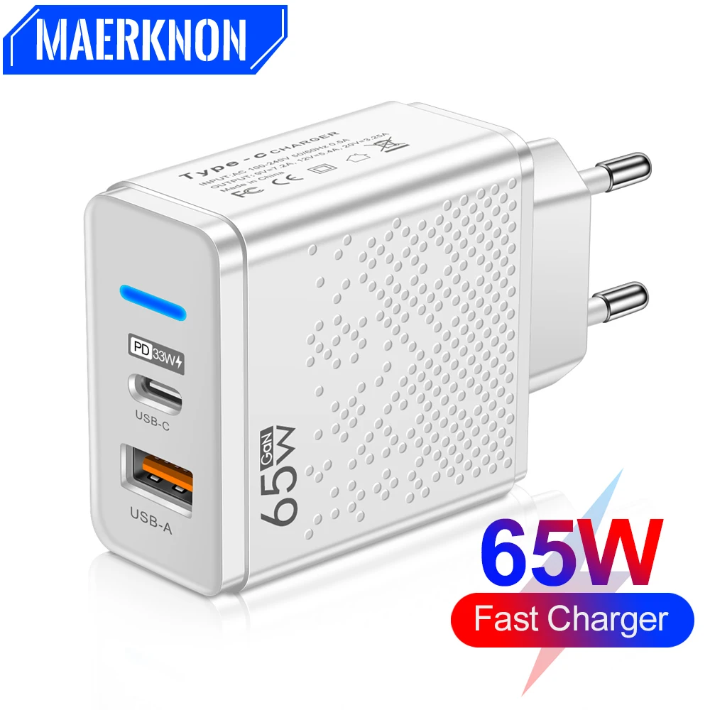 65W GaN USB Quick Charger Fast Charging Type C PD Quick Charger Korean Specification Plugs Adapter For iPhone 14 13 Pro Samsung