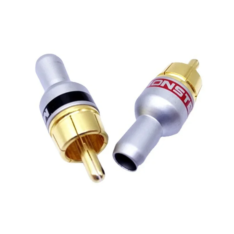 محطات مقبس RCA ذكر التوصيل مكبر الصوت موصلات النحاس مطلية بالذهب لحام كابل مكبر الصوت موصل سلك جاك الصوت