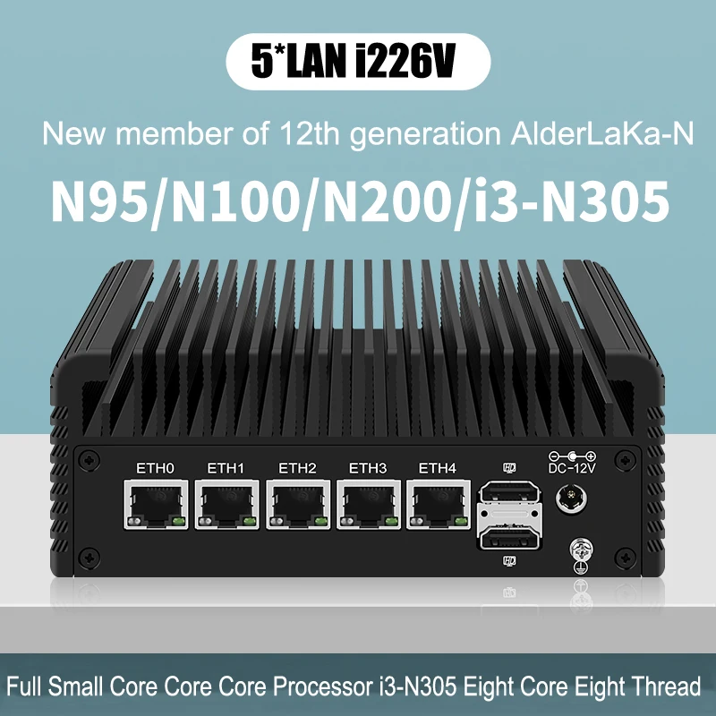 4 * Display 3 * Schermo Router di 12a generazione Mini PC N100 DP 2HDMi Type-C 5*2.5G LAN i226V Pfsense Computer Firewall Win11 Nuc PC desktop
