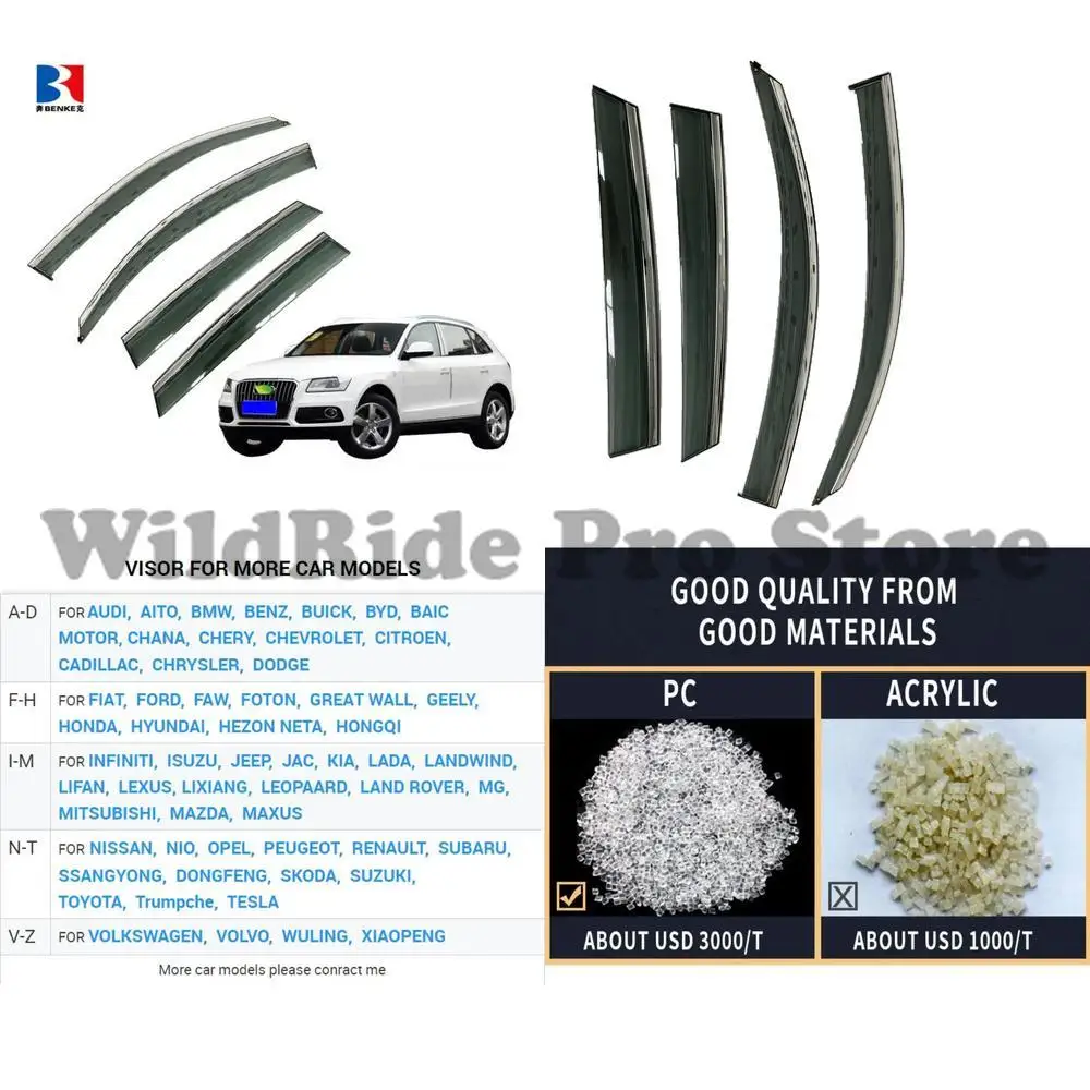 1 set For Factory Directly Sell High End Injection Deflector Window Visor for Audi Q5 2008 2017