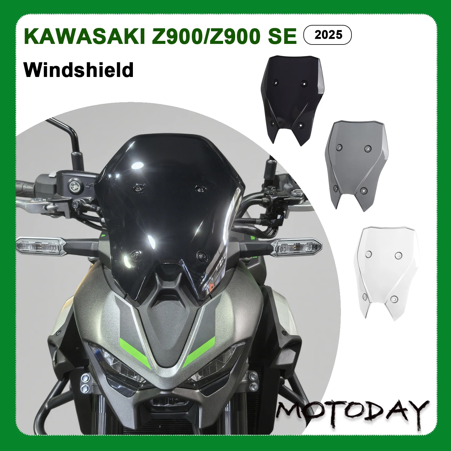

Для Kawasaki Z900 2025/Z900 SE высокое лобовое стекло обновление с защитой от брызг, крепление без инструментов Z900 аксессуары аксессуары для мотоциклов