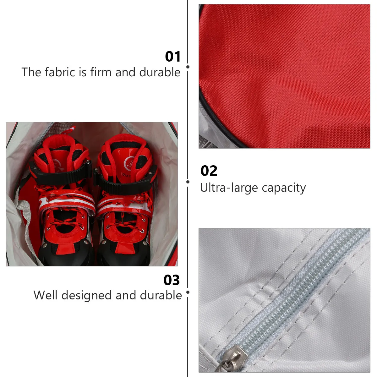 

2Pcs Skate Bag Heavy Duty Roller Ice Skates Handbag Large Capacity Portable Storage Sports Shoes Carrying Case for Skating