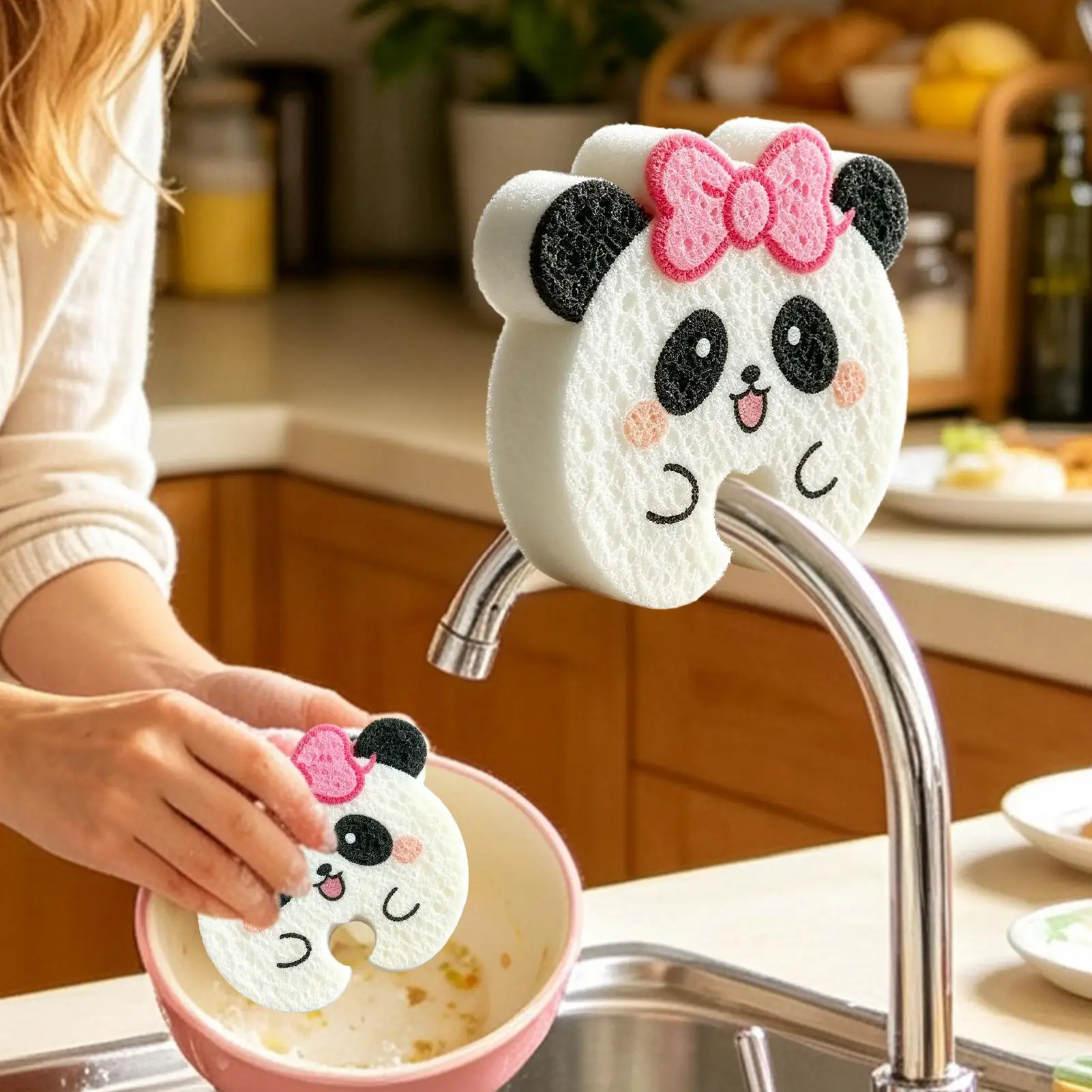 dishwashing sponge Cartoon Animal Shape Non-scratch Cleaning Scrubber kitchen brush for Restaurants Home Household Tableware