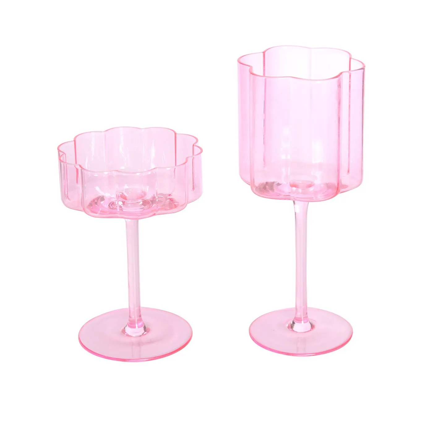 European style crystal glass high legged champagne glass creative petal wine high aesthetic wine foreign wine glass