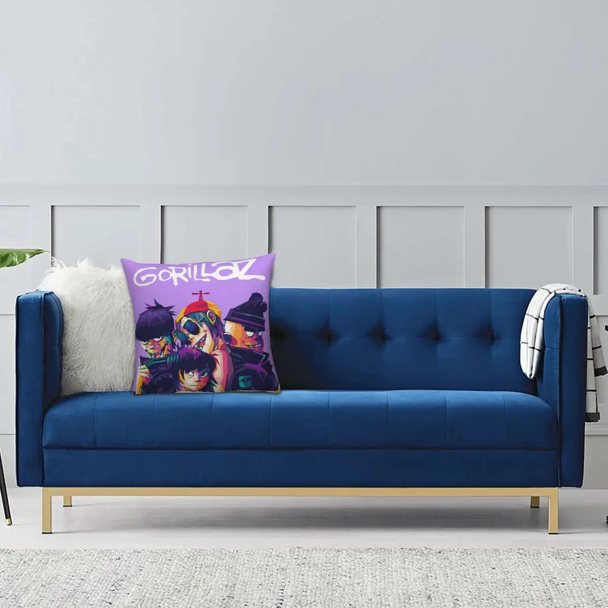 Music Prints Gorillaz Square Pillowcase Pillow Cover Cushion Zip Decorative Comfort Throw Pillow for Home Living Room
