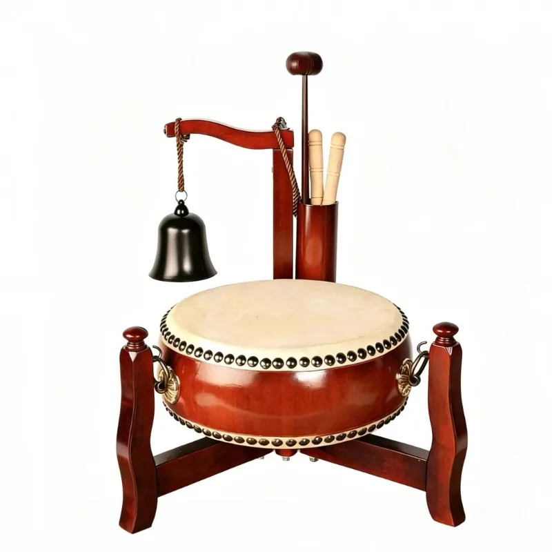 Cowhide drum, professional tabletop tambourine, special drum for the dojo, Taoist drum and bell, a full set of temple small