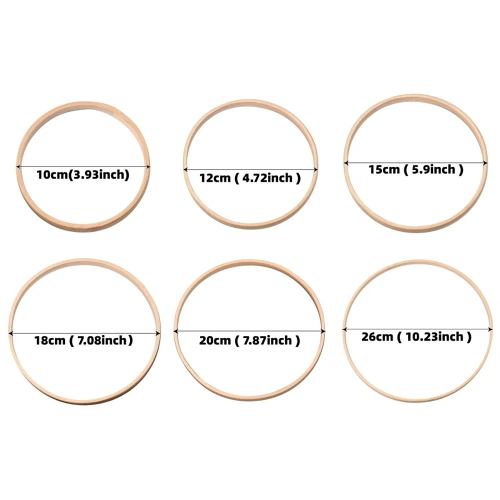 5Pcs Ring Round Wooden Ring Bamboo Hoop Frame DIY Wreath Decorative Circle Craft Tools Wedding Decoration DIY Kit