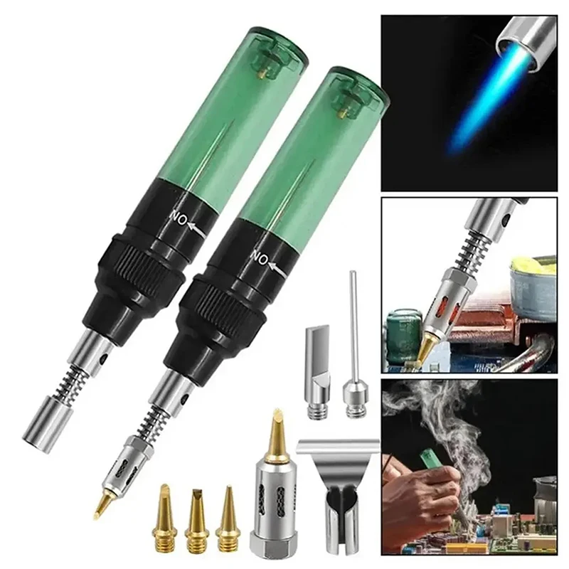 Multi Function Butane Soldering Torch Kit 1300 C Portable Soldering Iron Heat Gun Blow Cordless Welding Pen for Repair Crafting