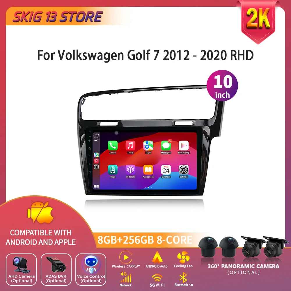 

For Volkswagen Golf 7 2012 - 2020 Right Handle Drive Android Radio Auto Wireless Apple Carplay Multimedia 2 Din Stereo Screen