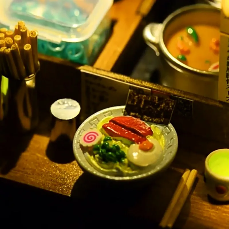 اليابانية Yatai-Teppanyak شارع مخزن بيوت الدمى لتقوم بها بنفسك خشبية مصغرة أطقم منمذجة ثلاثية الأبعاد لغز دمية للبالغين هدايا عيد ميلاد #6