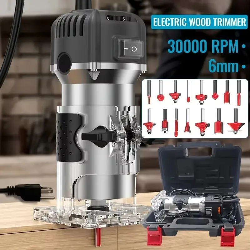 

【Premium】800W 33000RPM Hand Wood Router Machine Woodworking Electric Trimmer 6-Speed Wood Carving Milling Slotting Carpenter Pow