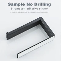 Black Self Adhesive Toilet Paper Holder Bathroom Stainless Steel Tissue Holder Wall Storage Paper Square Roll Rack No Drill - Image 2