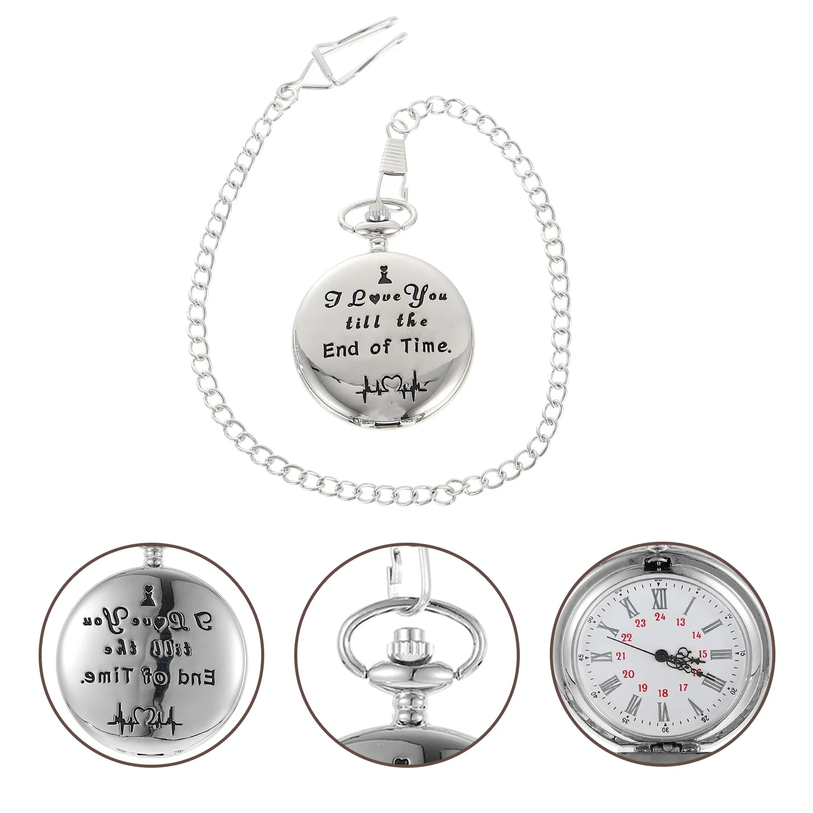 

Analog Pocket Watch with Chain Exquisite Workmanship Smooth Retro Design Decorative Portable Universal Pocket Watch