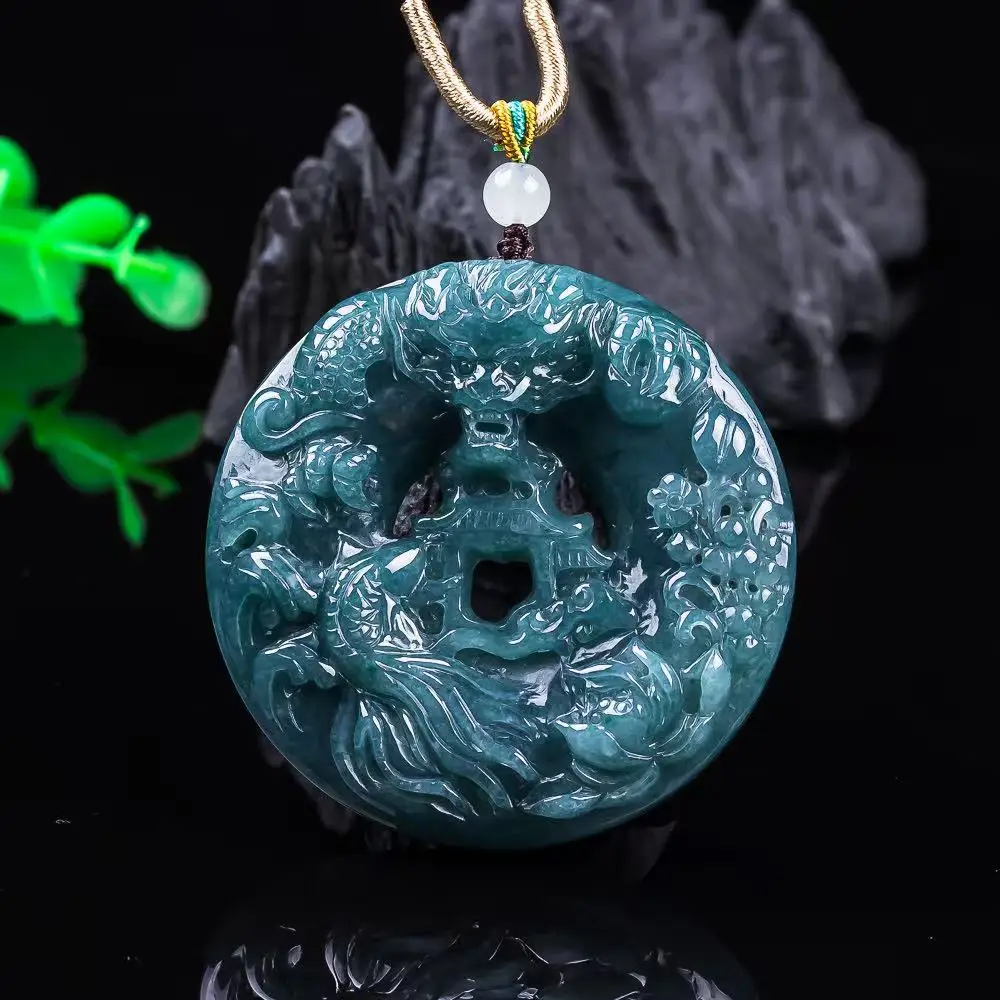 

Мьянма Жадеит Дракон Кулон Модное Ожерелье Натуральные Ювелирные Изделия Талисманы Настоящий Нефрит Винтаж Очаровательные Аксессуары Роскошные