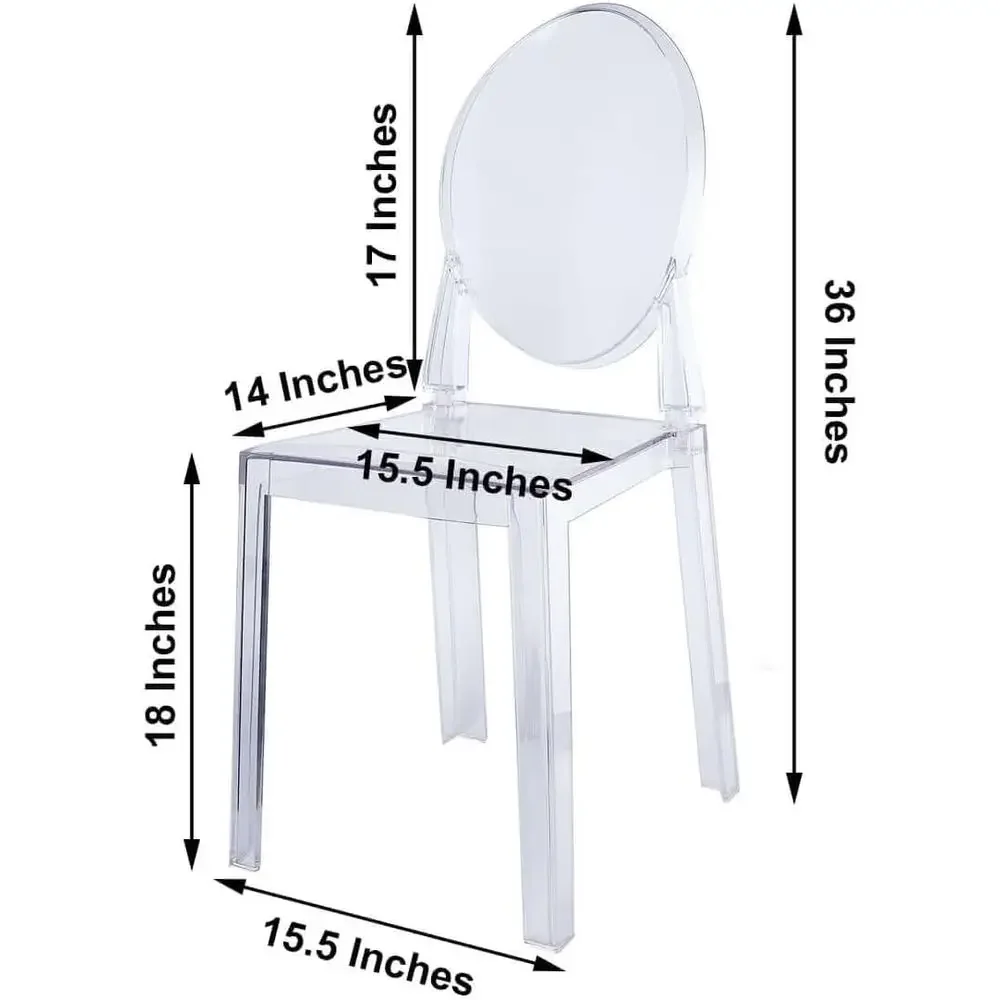Clear Transparent Stackable Acrylic Chair with Oval Back for Banquets and Events