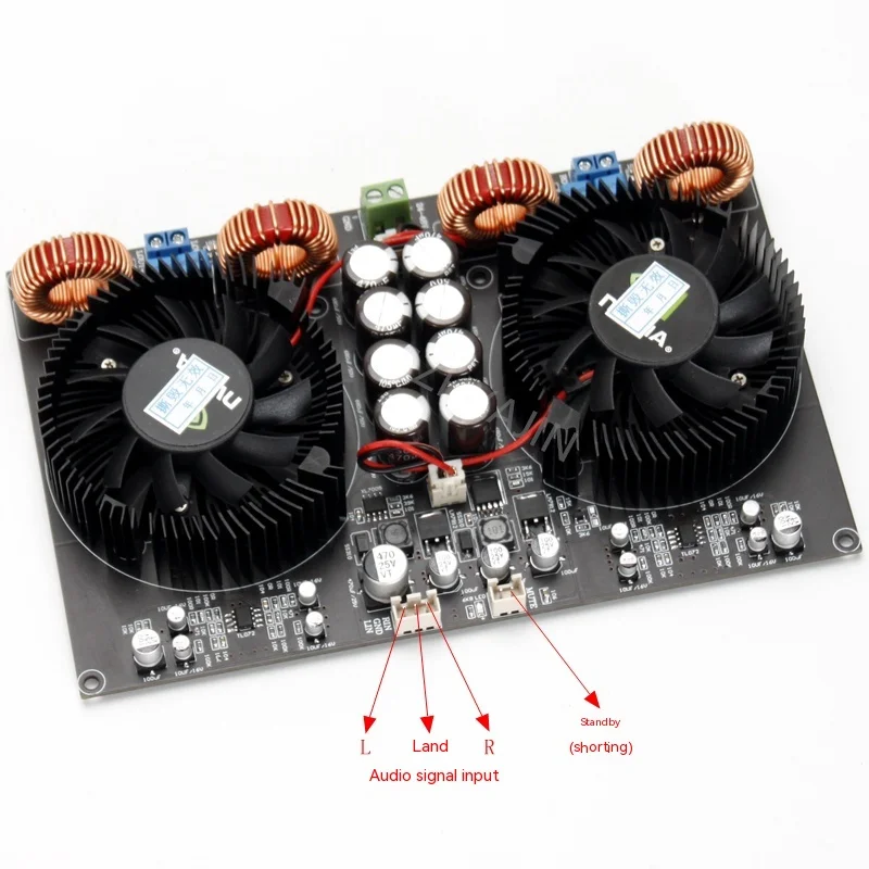 DC24V~48V TPA3255 Digital Class D Dual-core High-power 2.0 Power Amplifier Board (air-cooled) 600W+600W Luxury Amplifier Board