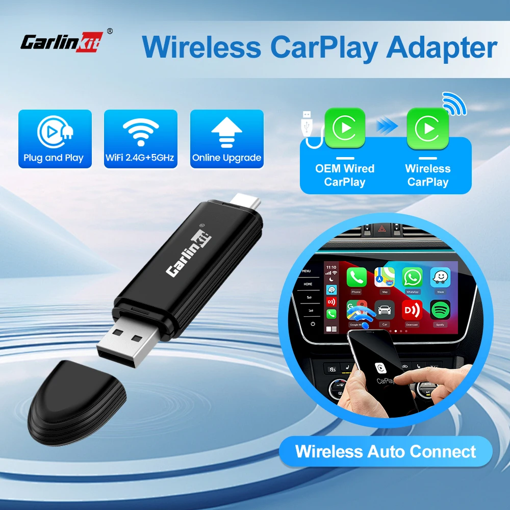 CarlinKit MINI SE Wireless CarPlay Adapter Wireless Dongle Wired to Wireless CarPlay 2.4G&5Ghz WiFi No Latency Auto-Connect FOTA