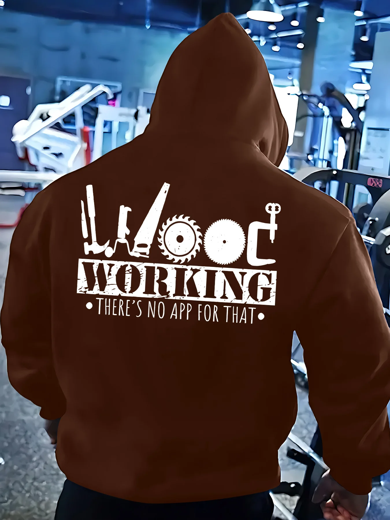 Versatile and Casual Men's Hooded Sweatshirt for Autumn Winter Stylish Carpenter's Tool Print—comfortable for Outdoor Activities