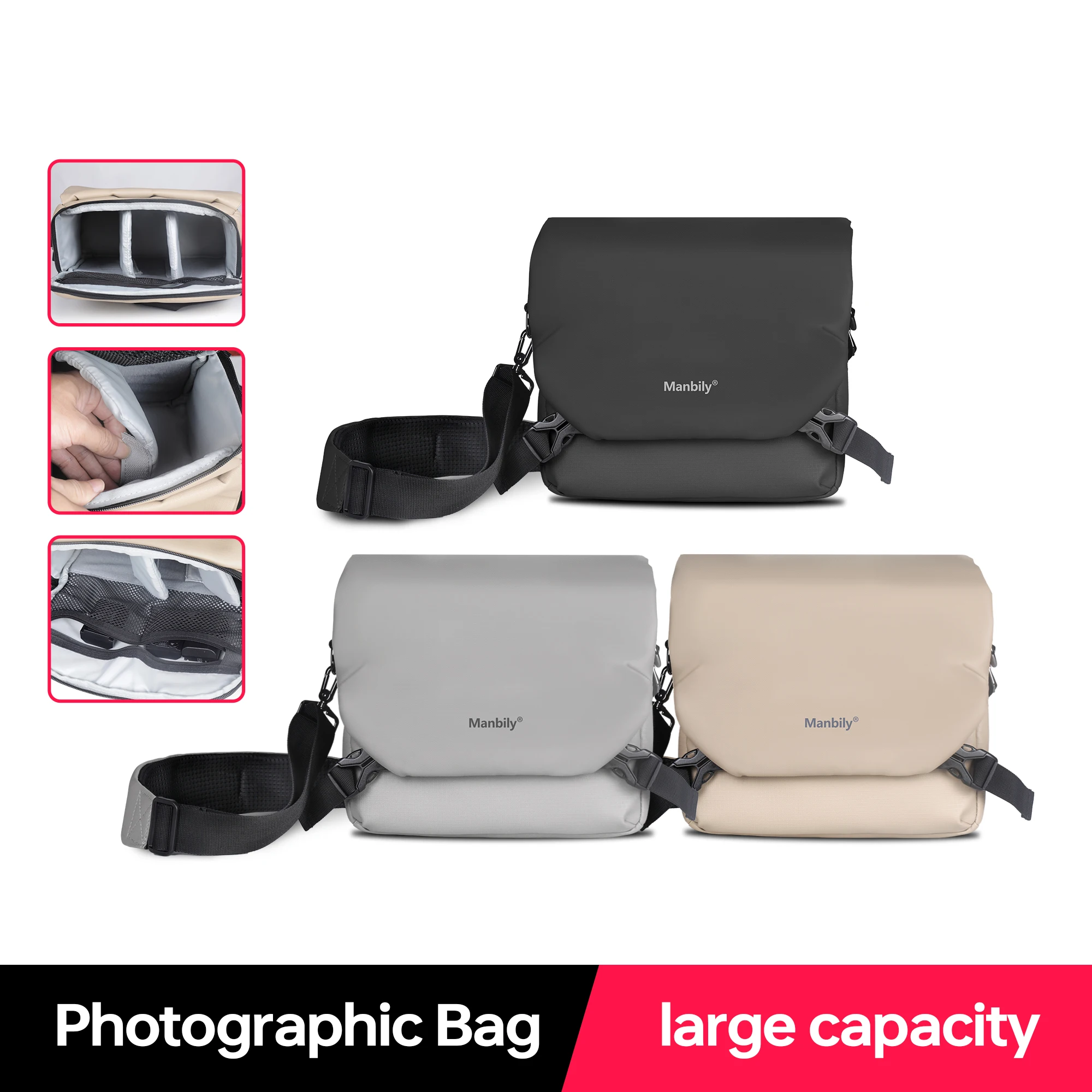 

Manbily Photography Camera Backpack Women Men Sling Bag Portable Lighting Camera bag for Canon Fujifilm