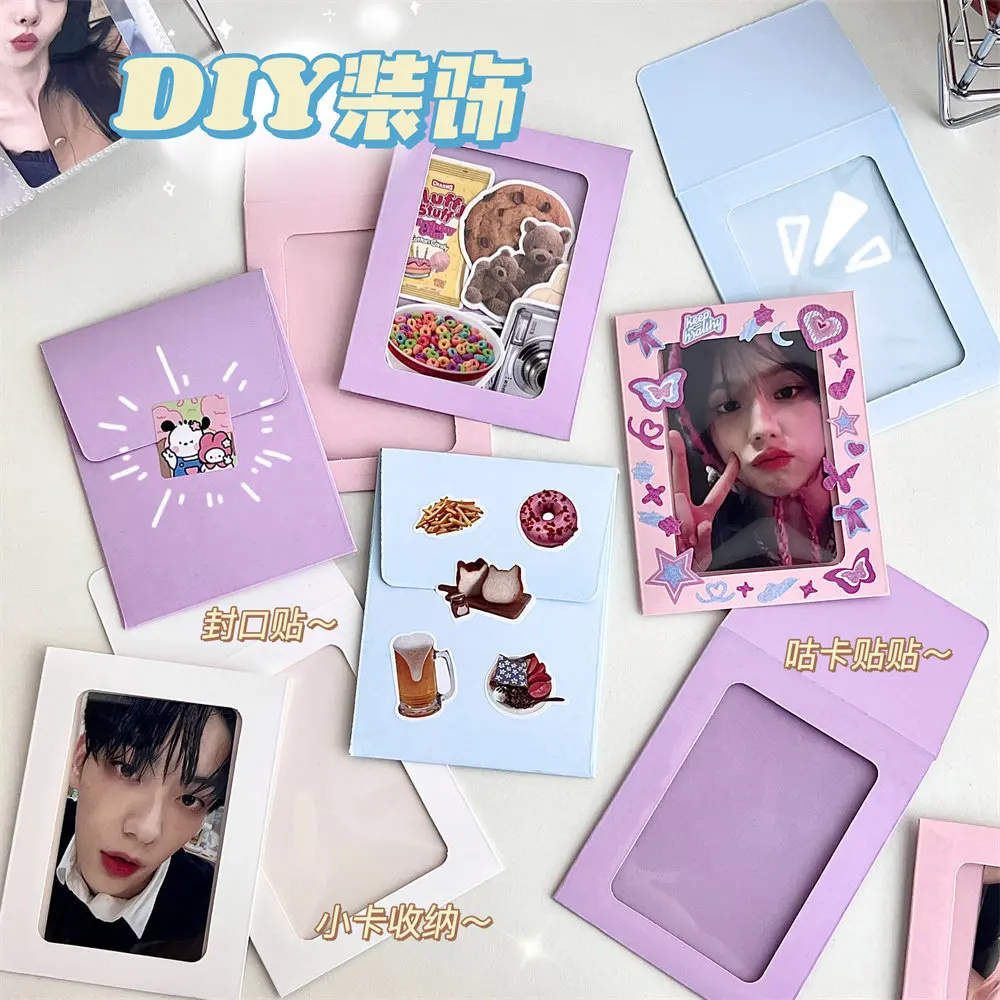 10Pcs/pack Paper Envelope Card Sleeves Macaron Color Idol Photo Card Holder Card Packaging Protective Bag Photocard Holder