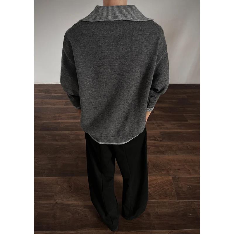 الشتاء سترة برقبة على شكل v الرجال الدافئة موضة عادية الأسود بلوفر مغزول الرجال الكورية فضفاضة طويلة الأكمام سترة رجالي البلوز الملابس