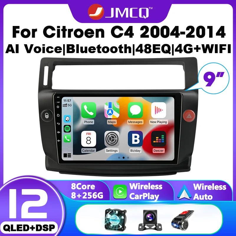 JMCQ 2Din Android Car Radio For Citroen C4 C-Triomphe C-Quatre 2004 2005 2006 2007 2008 2009 Carplay Multimedia Stereo Head Unit