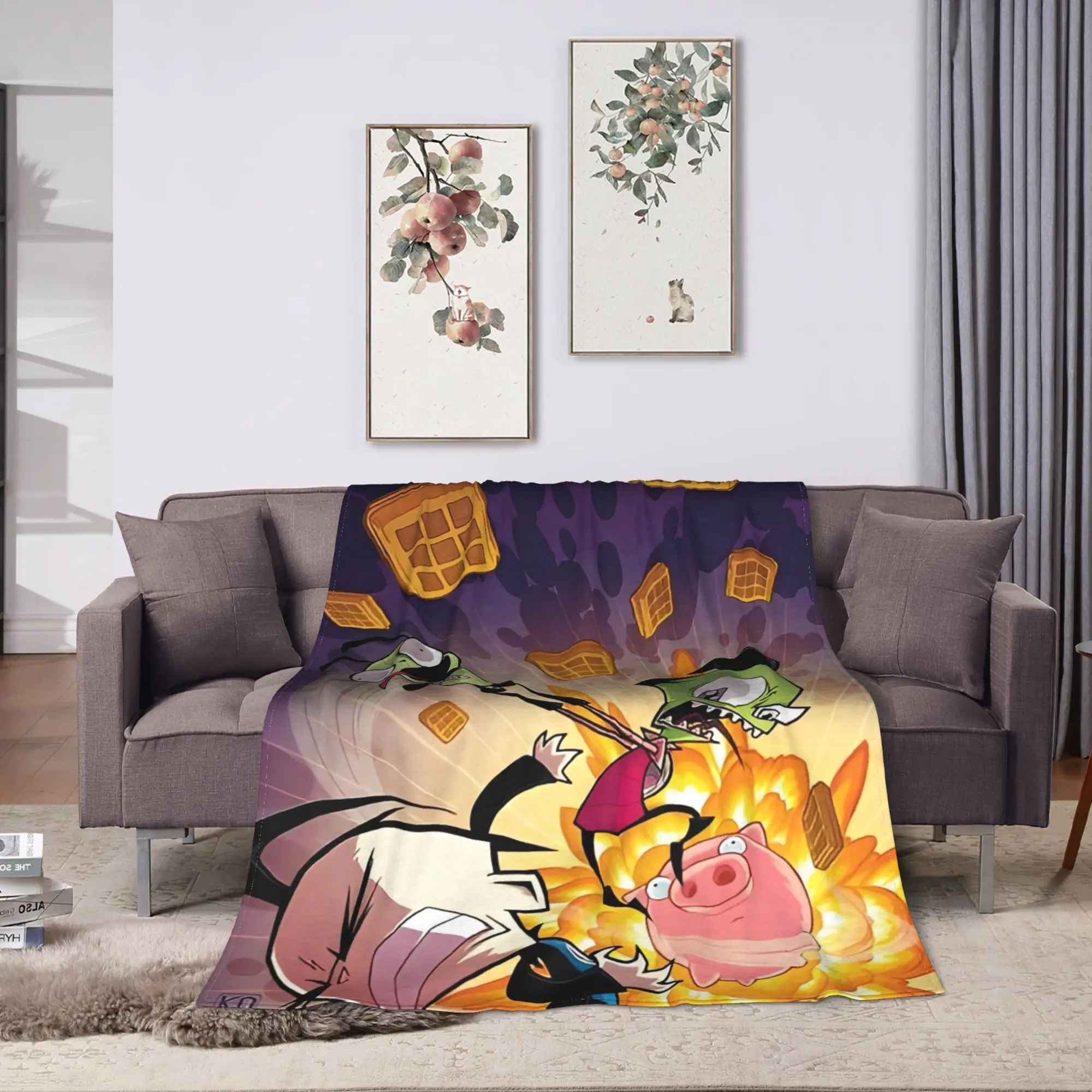 Invader Zim Movie Blankets Quality Warm  Throw Blanket Winter Picnic Couch Chair Funny Bedspread