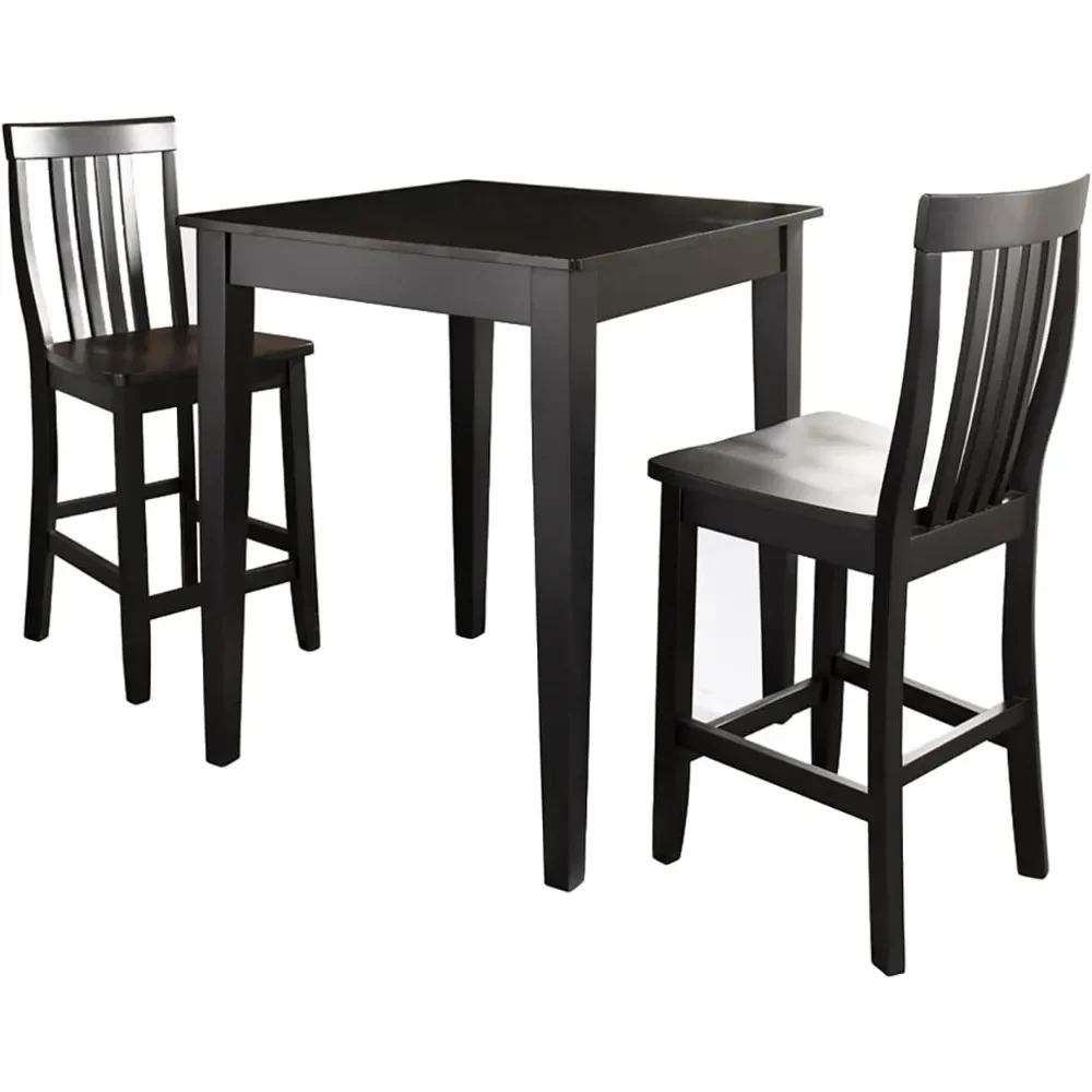 

3-Piece Bar Table with 2 Counter Height Stools, Black
