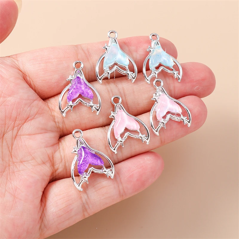 20pcs 16x21mm Cute Crystal Fish Tail Charms Pendants for Jewelry Making Earrings Necklaces Bracelets Accessories DIY Gifts﻿