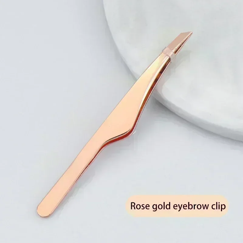 Haarentfernungspinzette, Edelstahl-Augenbrauenpinzette, schräge Spitze, Spitze, flache Spitze, Roségold, Silber, Schwarz, kosmetische Make-up-Tools