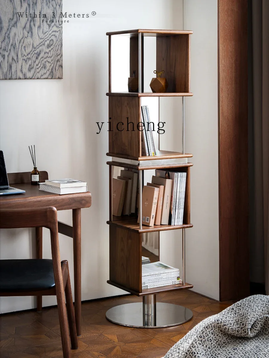 B12 Retro Display Stand Solid Wood Creative Mirror Design Living Room Floor Rack Light Luxury Multi-layer StorageX15