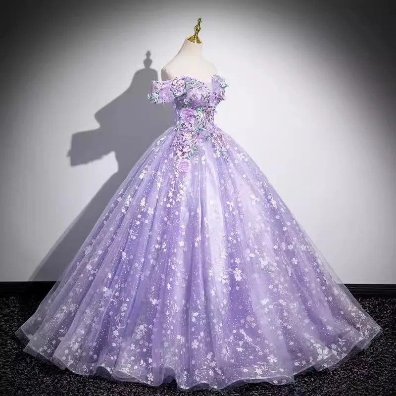Vestido de noche morado elegante, vestido de princesa elegante con un solo hombro, fiesta de cumpleaños, ceremonia para adultos, vestido de presentador